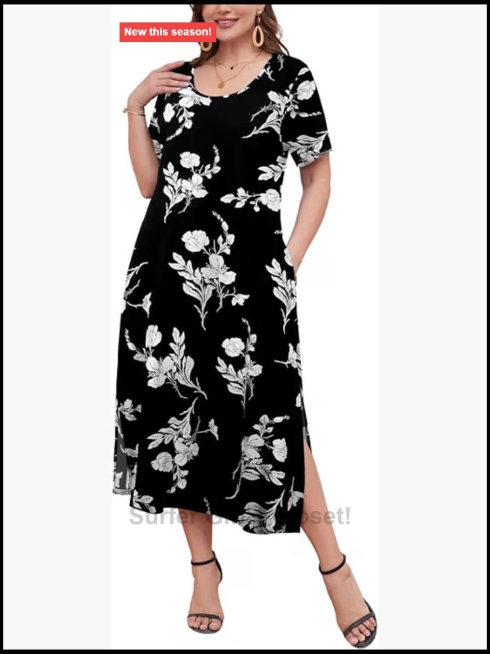 Plus Size Maxi Dress Short Sleeve T-Shirt Dress with Pockets Casual Summer Midi